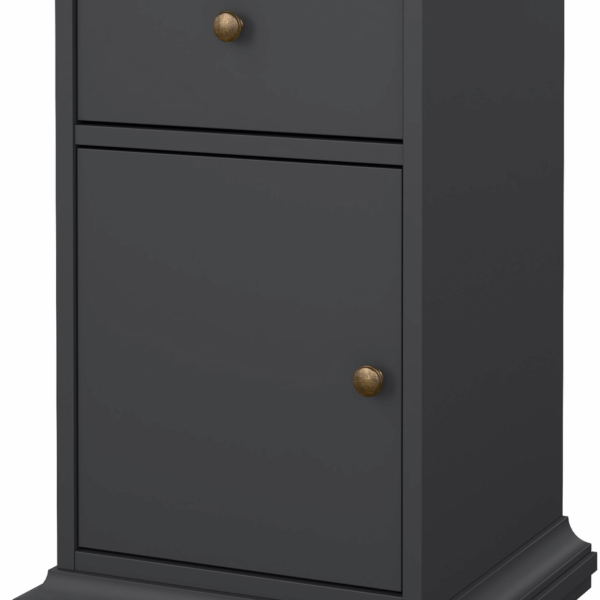 Sengebord Vesterholm Nora natbord, mat grå, FSC-certificeret træ, 1 låge & 1 skuffe, H70ÃB44ÃD40 cm